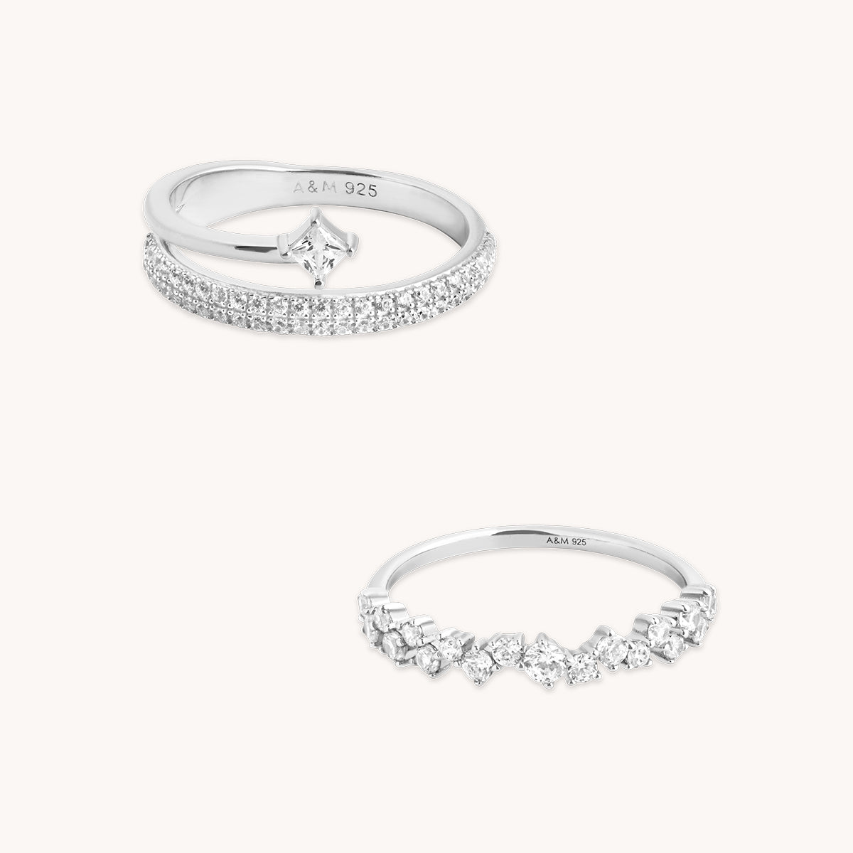 Cosmic Illusion Ring Stacking Set in Silver-Astrid & Miyu