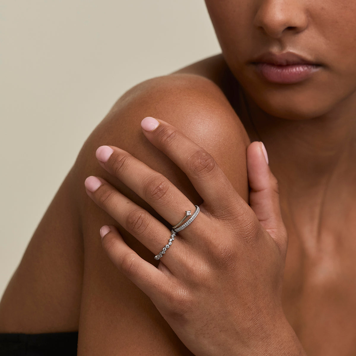 Cosmic Illusion Ring Stacking Set in Silver-Astrid & Miyu