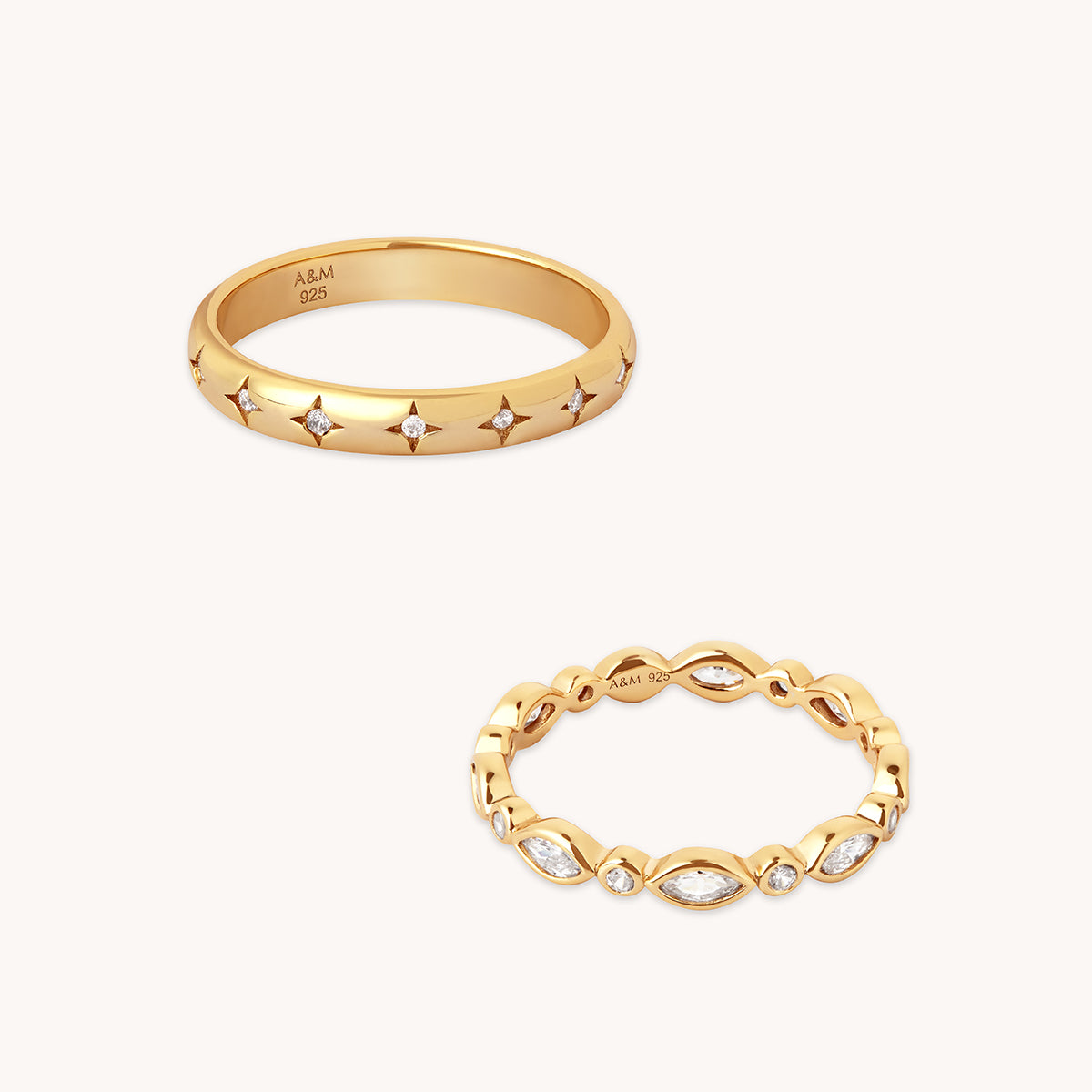 Crystal Band Ring Stacking Set in Gold-Astrid & Miyu