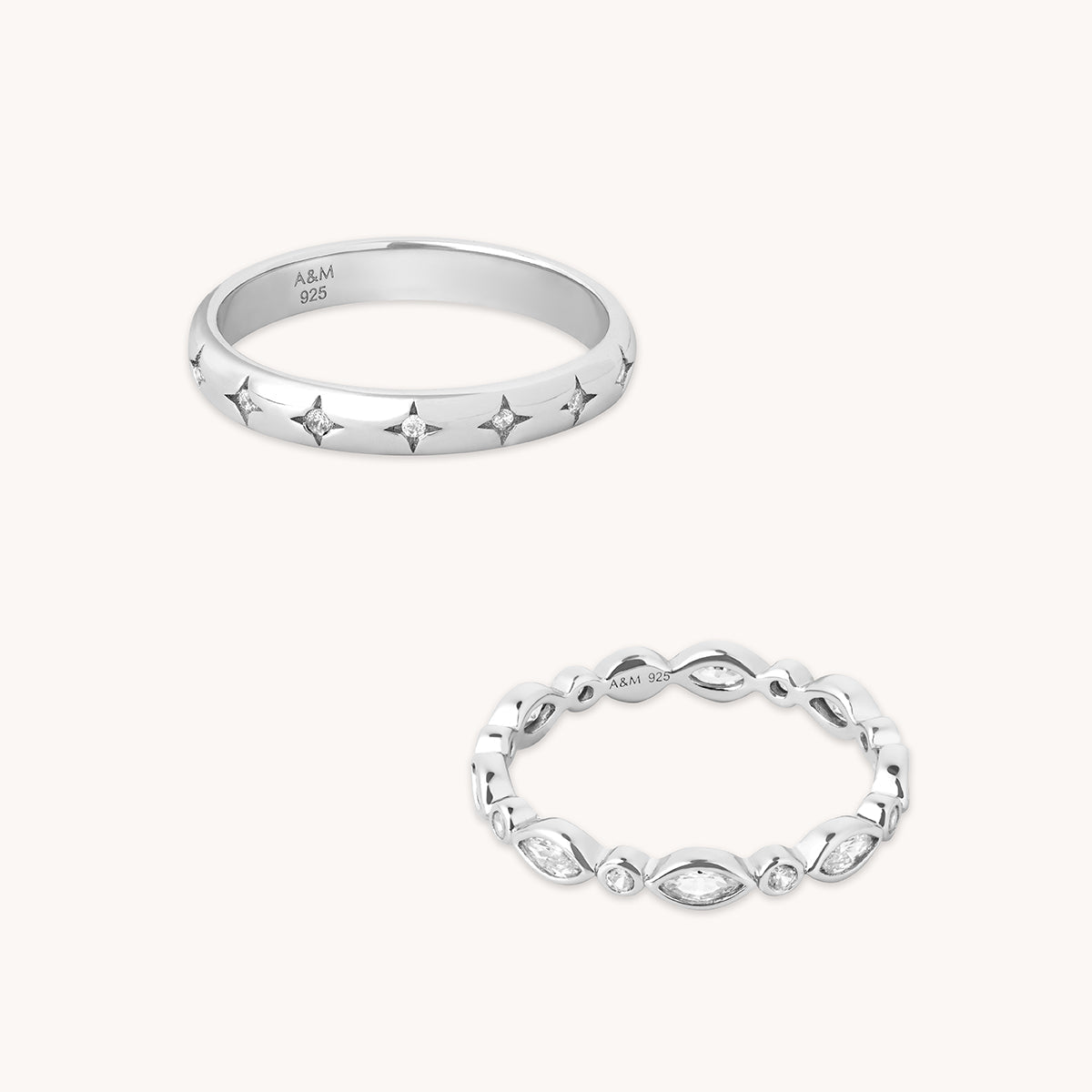 Crystal Band Ring Stacking Set in Silver-Astrid & Miyu