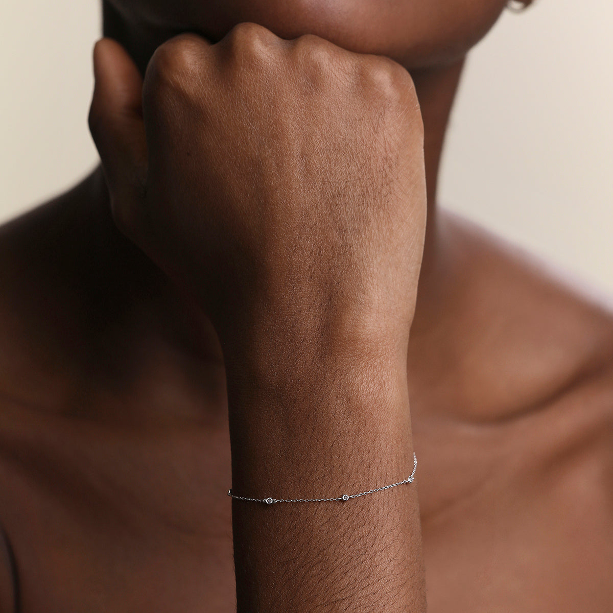 Mayfair Chain Bracelet in Solid White Gold-Astrid & Miyu