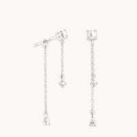 Diamond & Pearl Chain Studs in Solid White Gold-Astrid & Miyu