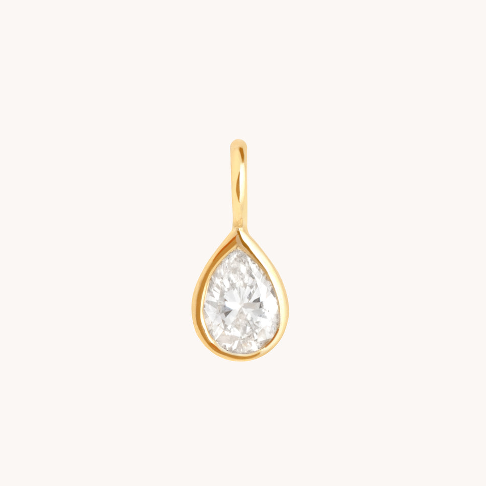 Birthstone Charms - Diamond Pear Charm 9k Gold - Charms & Pendants - Astrid & Miyu