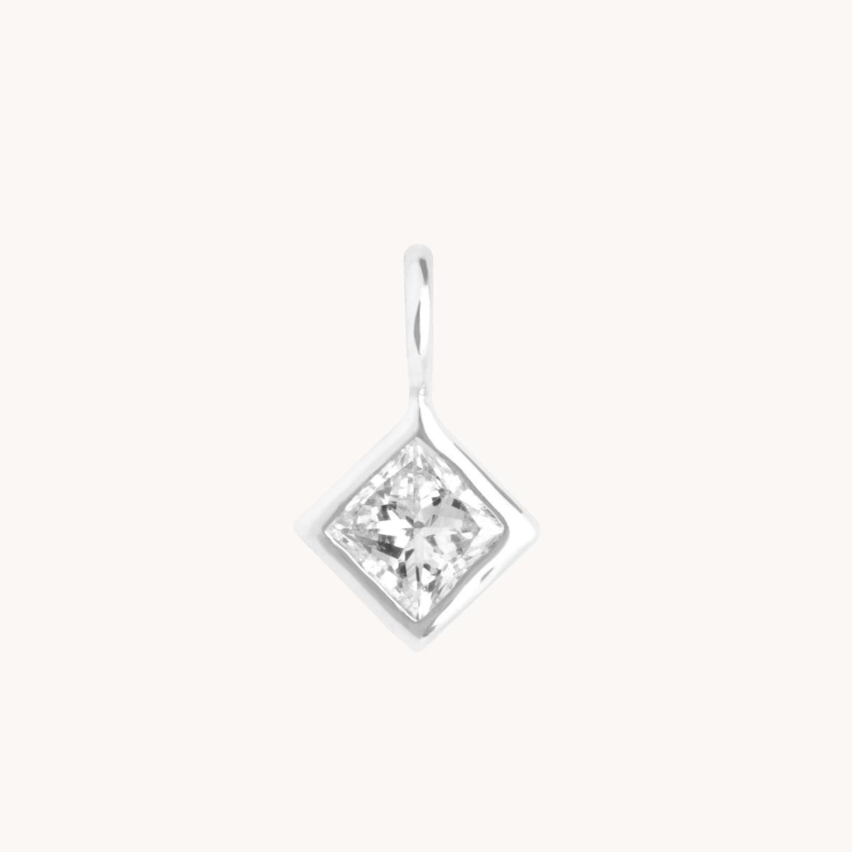 Birthstone Charms - Diamond Square Charm 9k White Gold - Charms & Pendants - Astrid & Miyu