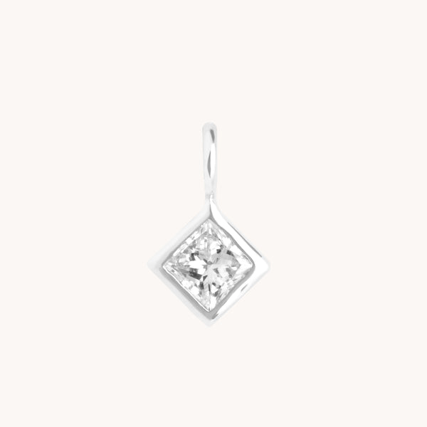 Birthstone Charms - Diamond Square Charm 9k White Gold - Charms & Pendants - Astrid & Miyu