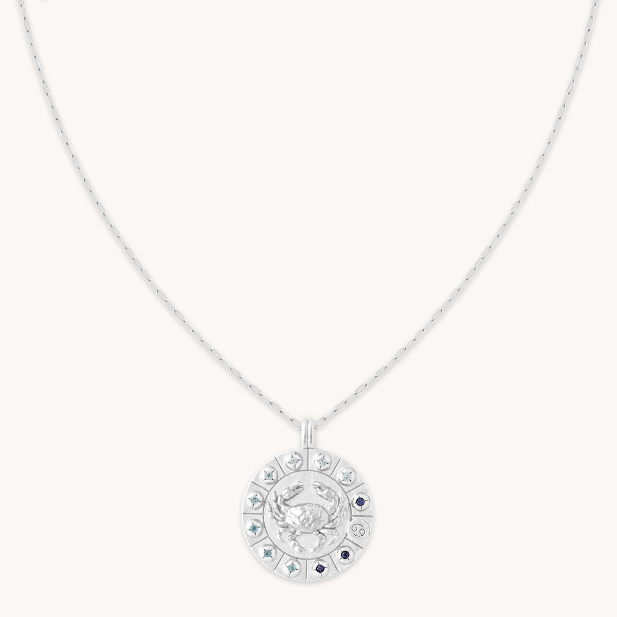 Cancer Bold Zodiac Pendant Necklace in Silver-Astrid & Miyu