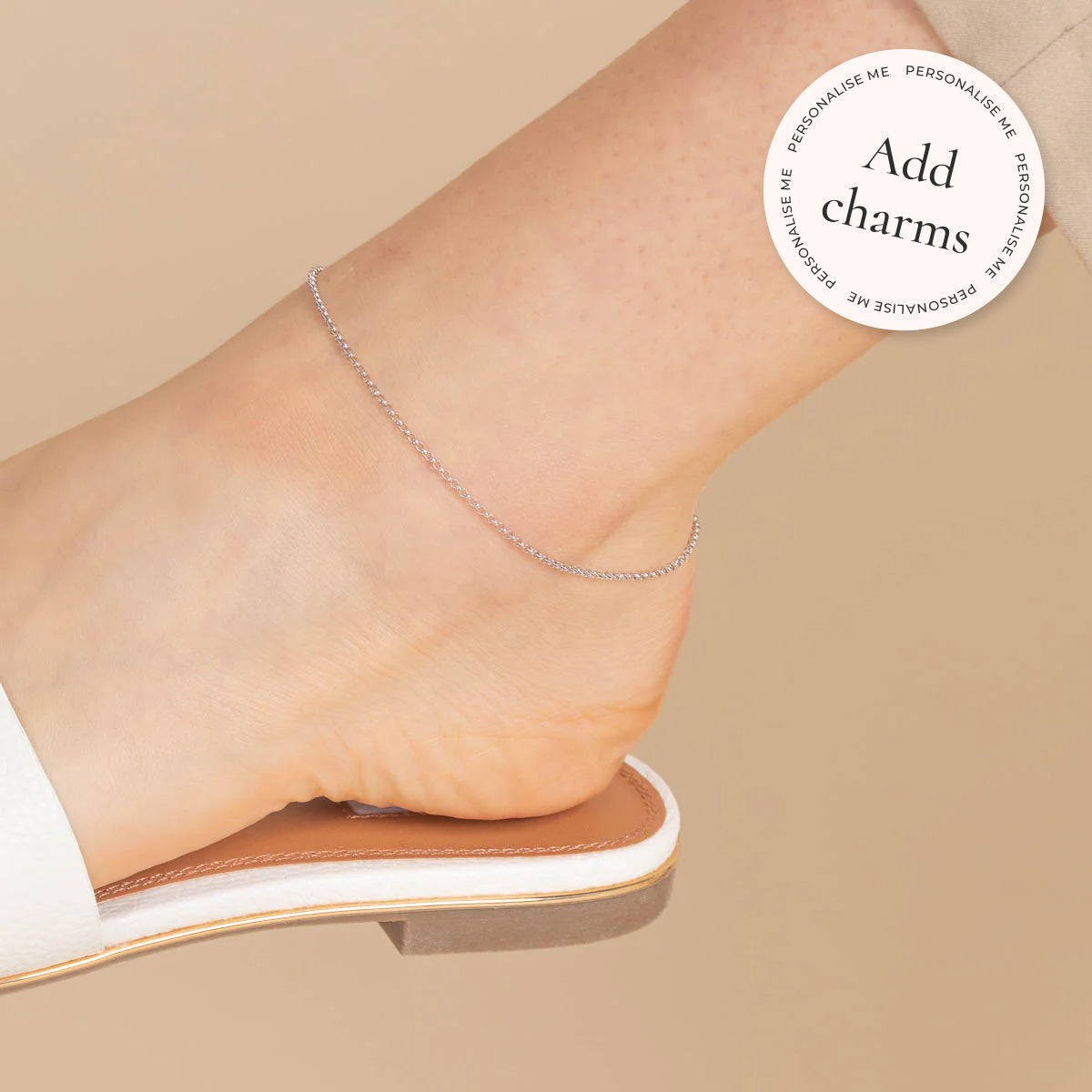 Anklets - Chelsea Chain Anklet in Solid White Gold - - Astrid & Miyu