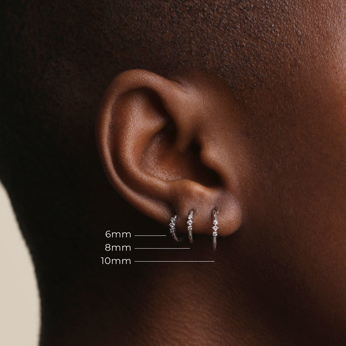 Diamond Triology Seamless Piercing Hoop in Solid White Gold-Astrid & Miyu