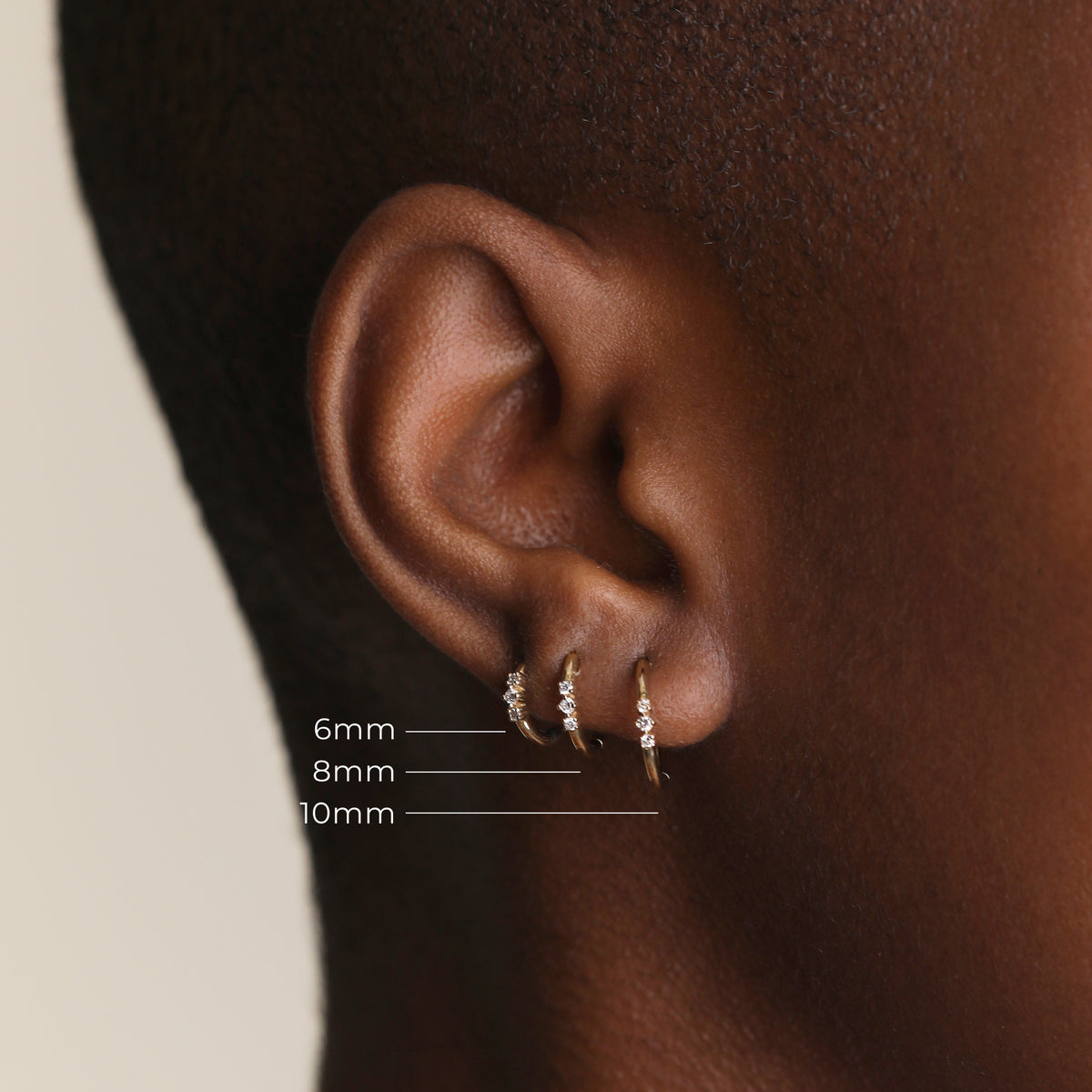Diamond Triology Seamless Piercing Hoop in Solid Gold-Astrid & Miyu