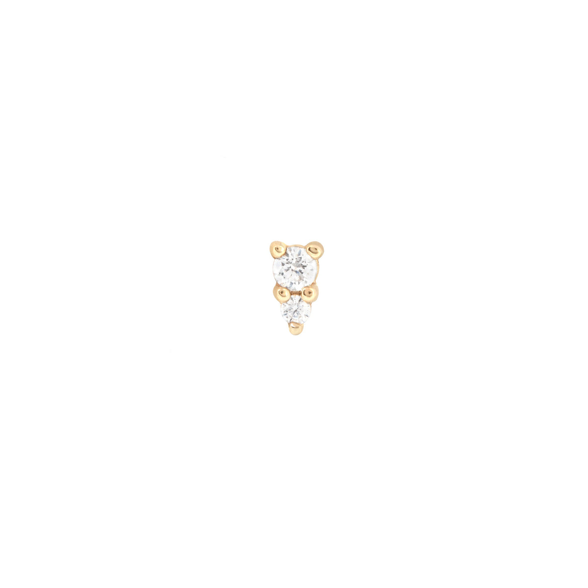 April White Topaz - Stacked Topaz Piercing Stud in Solid Gold - - Astrid & Miyu