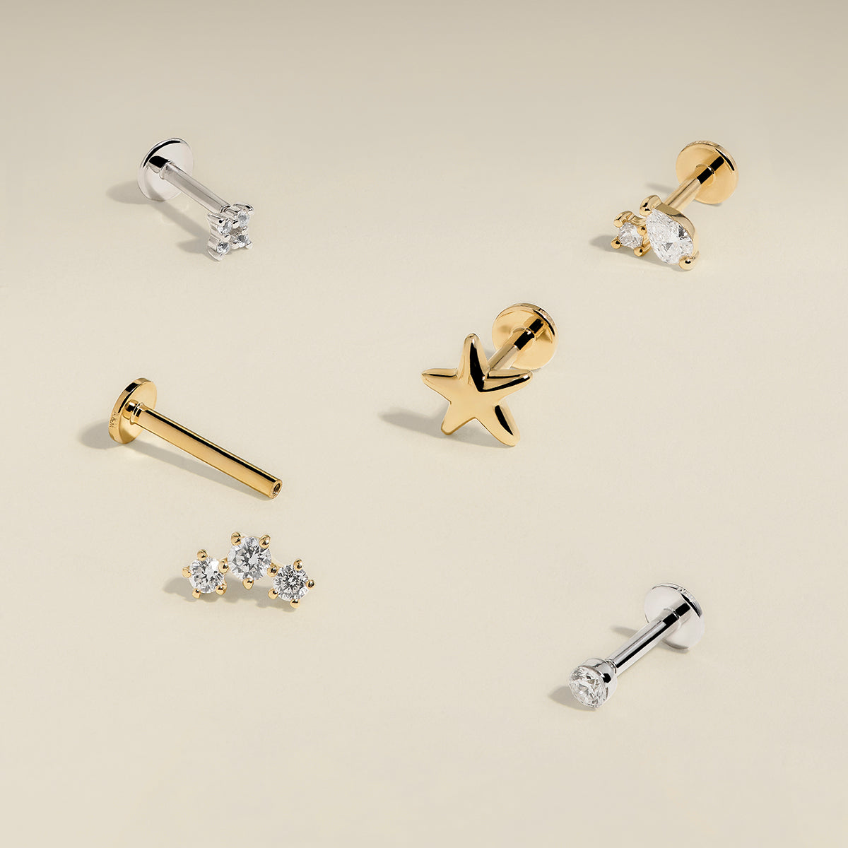 Piercing Post in Solid Gold-Astrid & Miyu