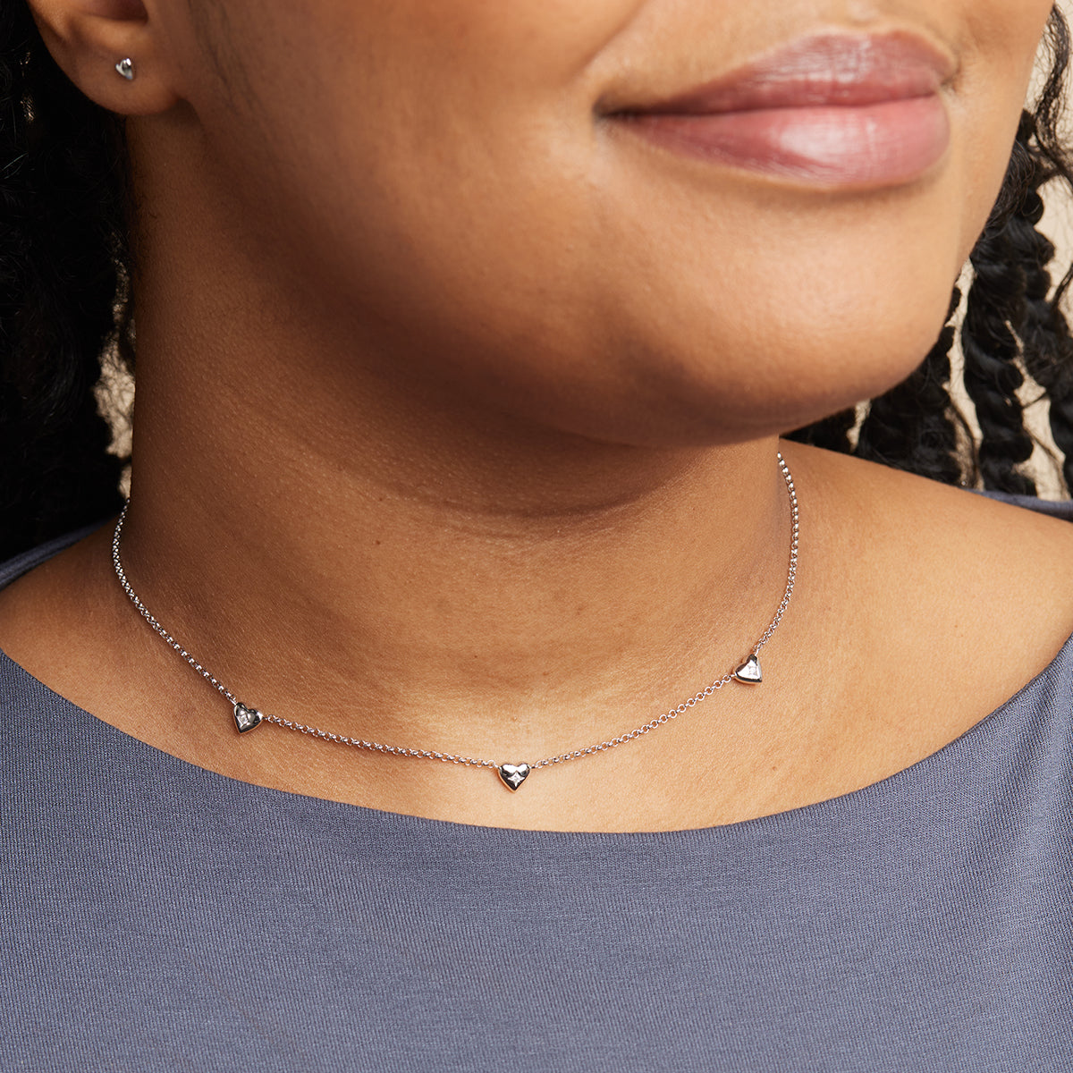 Charm Necklaces - Heart Charm Necklace in Silver - Charm Necklaces - Astrid & Miyu