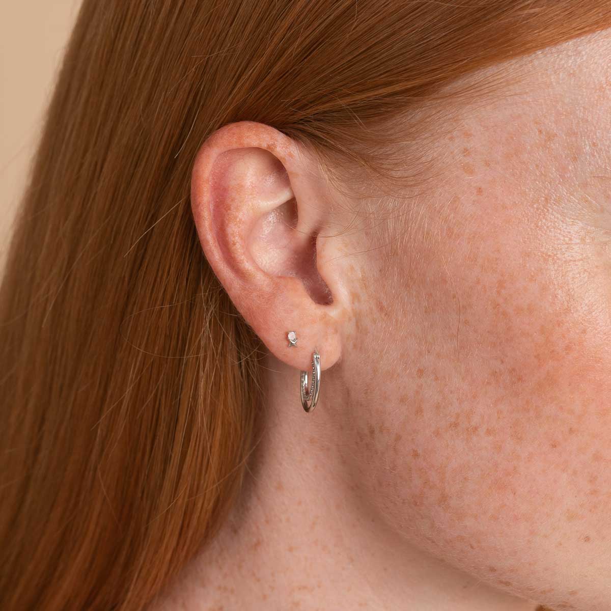 Birthstone Earrings - June Moonstone Birthstone Earrings in Solid White Gold - Stud Earrings - Astrid & Miyu