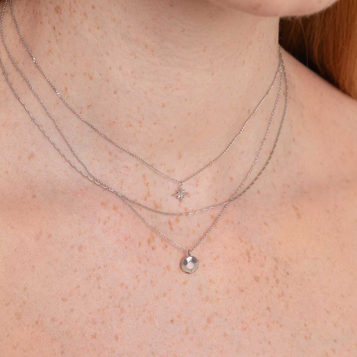 Gemstone Jewellery - June Moonstone Birthstone Necklace in Solid White Gold - Pendant Necklace - Astrid & Miyu