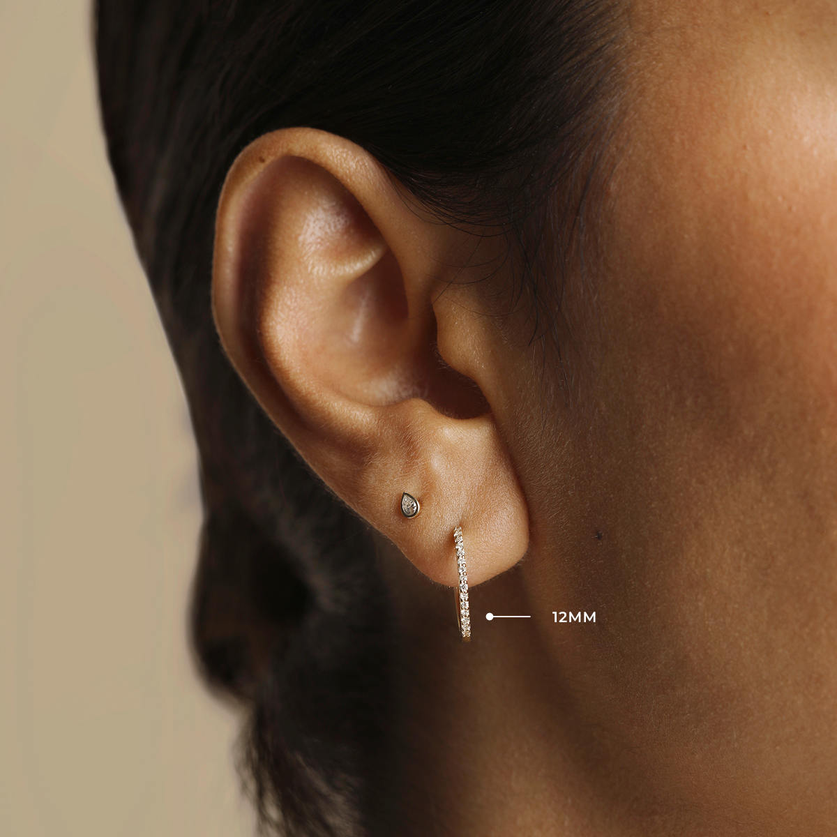 Diamond Pavé Hoops in Solid Gold-Astrid & Miyu