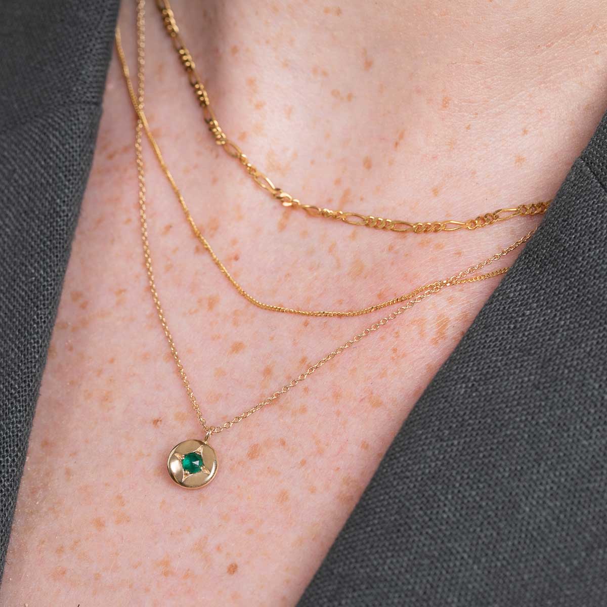 Birthstone Jewellery - May Tsavorite Birthstone Necklace in Solid Gold - Pendant Necklace - Astrid & Miyu