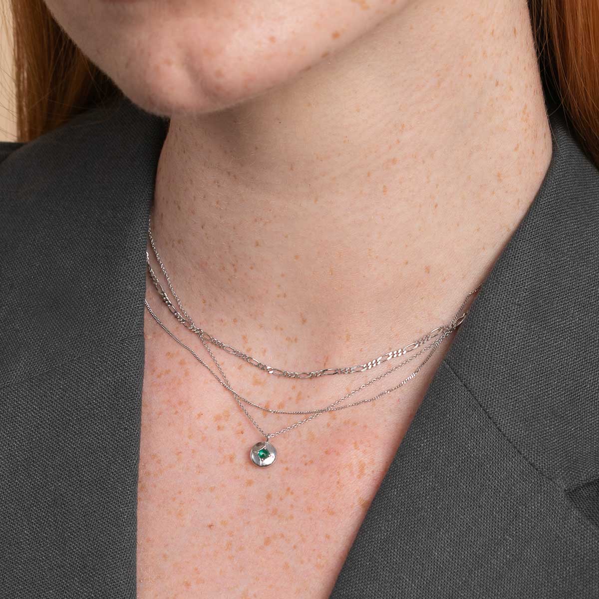 Birthstone Jewellery - May Tsavorite Birthstone Necklace in Solid White Gold - Pendant Necklace - Astrid & Miyu