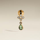 Diamond & Green Sapphire Charm Piercing Stud in Solid Gold-Astrid & Miyu