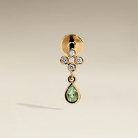 Diamond & Green Sapphire Charm Piercing Stud in Solid Gold-Astrid & Miyu