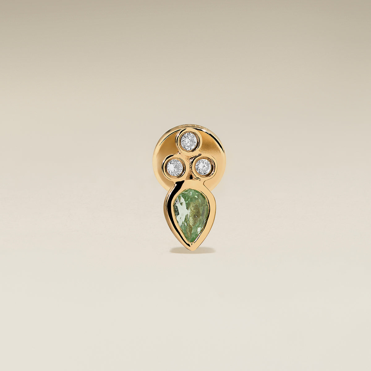 Diamond & Green Sapphire Cluster Piercing Stud in Solid Gold-Astrid & Miyu