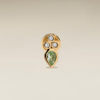 Diamond & Green Sapphire Cluster Piercing Stud in Solid Gold-Astrid & Miyu