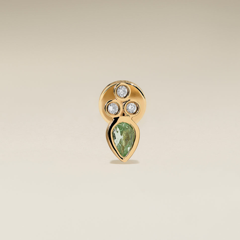 Diamond & Green Sapphire Cluster Piercing Stud in Solid Gold-Astrid & Miyu