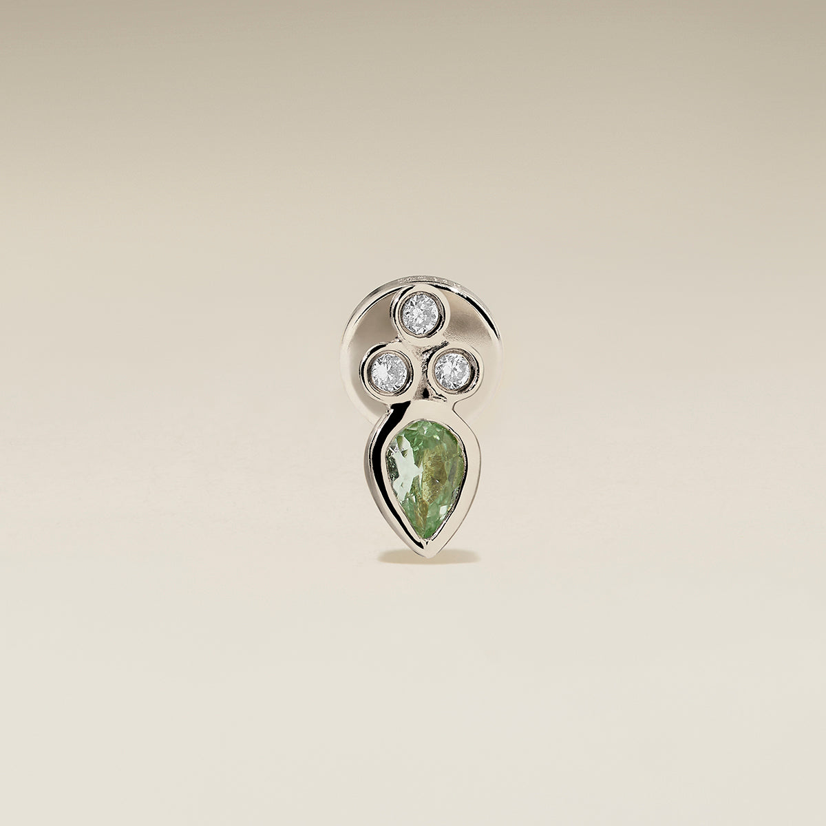 Diamond & Green Sapphire Cluster Piercing Stud in Solid White Gold-Astrid & Miyu