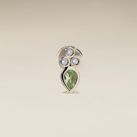 Diamond & Green Sapphire Cluster Piercing Stud in Solid White Gold-Astrid & Miyu