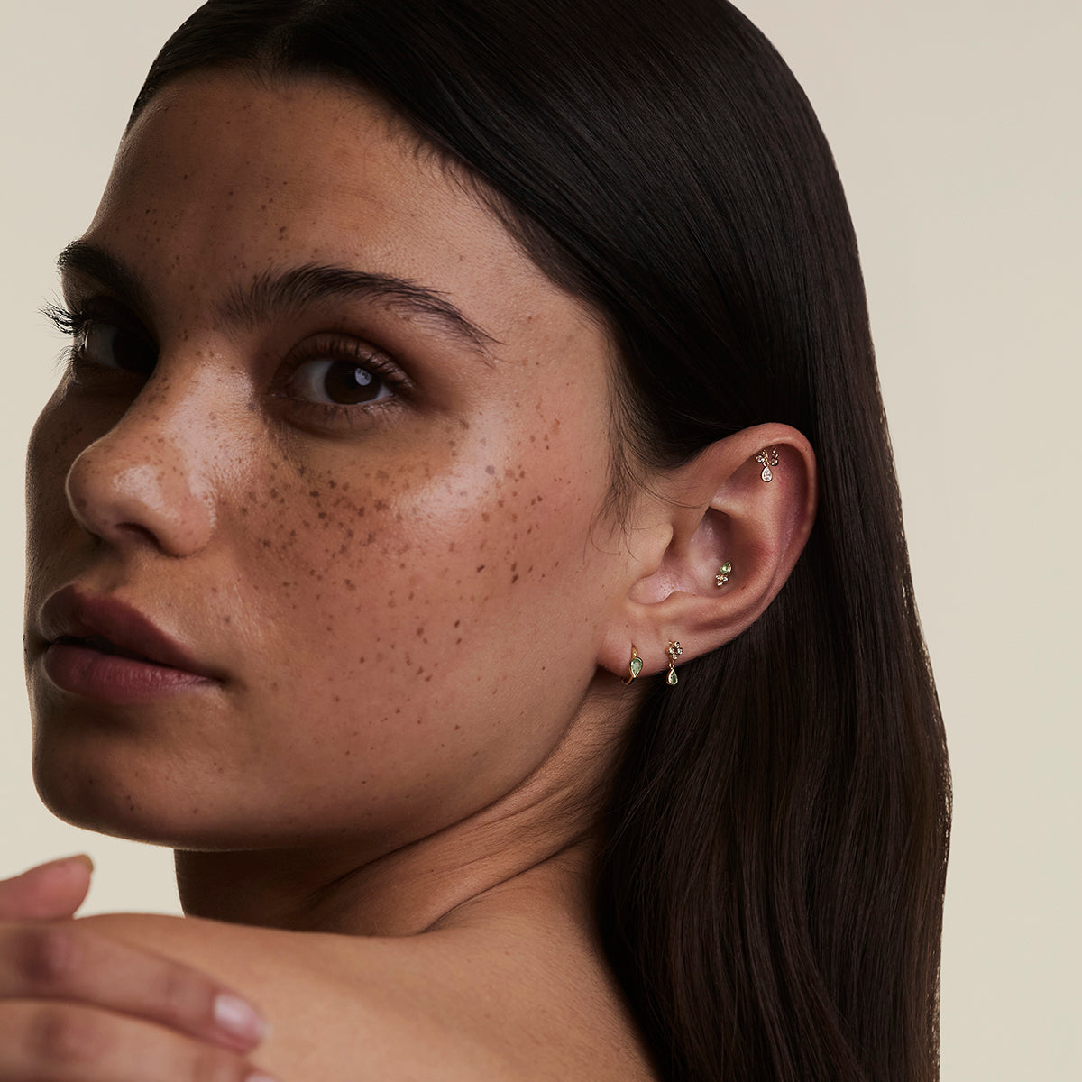 Diamond Pear Multi Charm Hidden Helix in Solid Gold-Astrid & Miyu