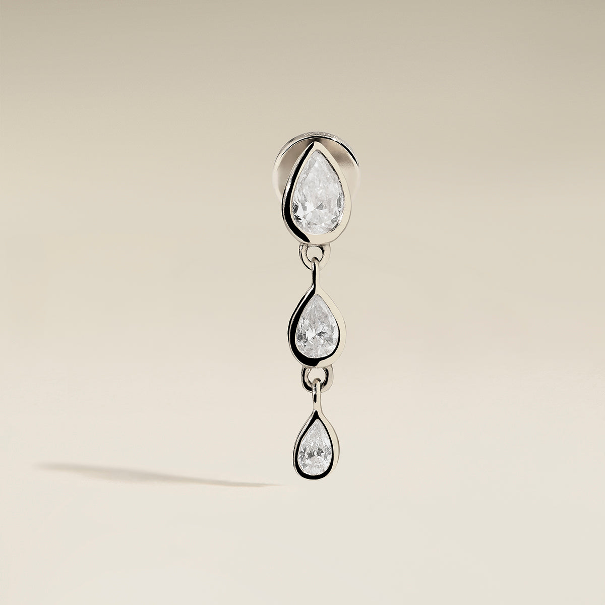Diamond Pear Drop Stud in Solid White Gold-Astrid & Miyu