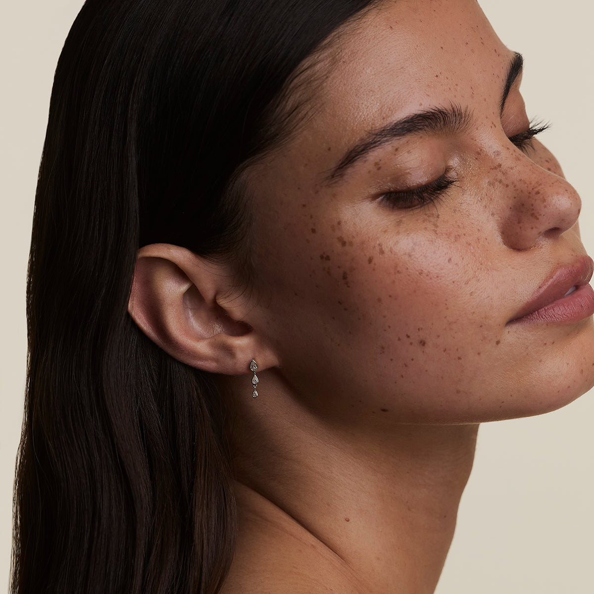 Diamond Pear Drop Stud in Solid White Gold-Astrid & Miyu