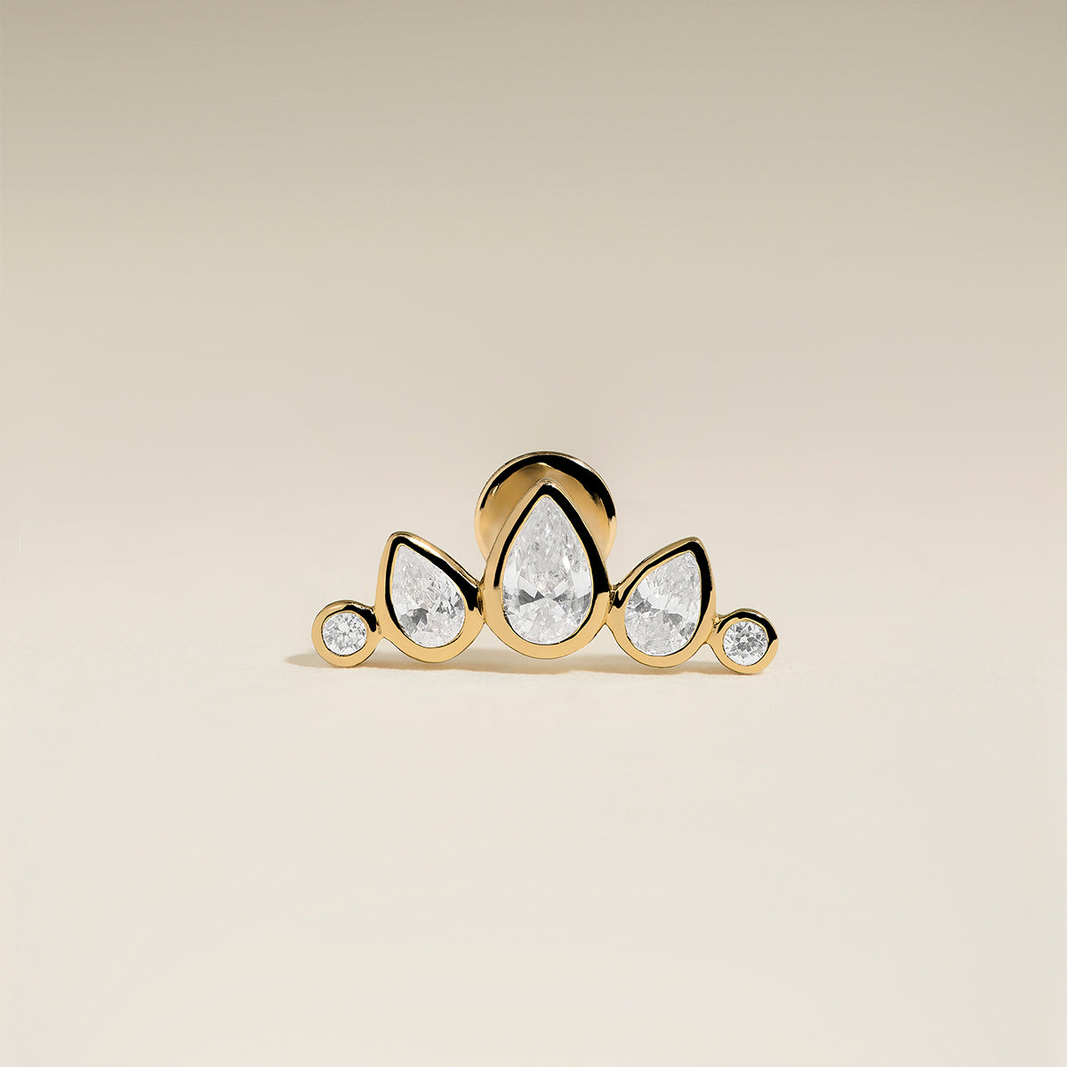 Diamond Pear Curved Piercing Stud in Solid Gold-Astrid & Miyu