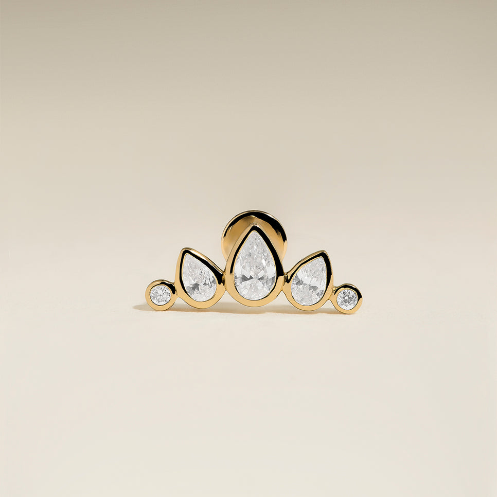 Diamond Pear Curved Piercing Stud in Solid Gold-Astrid & Miyu
