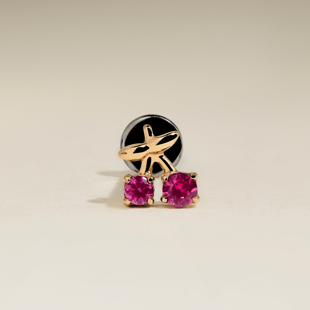 Cherry Titanium Piercing Stud in Gold-Astrid & Miyu