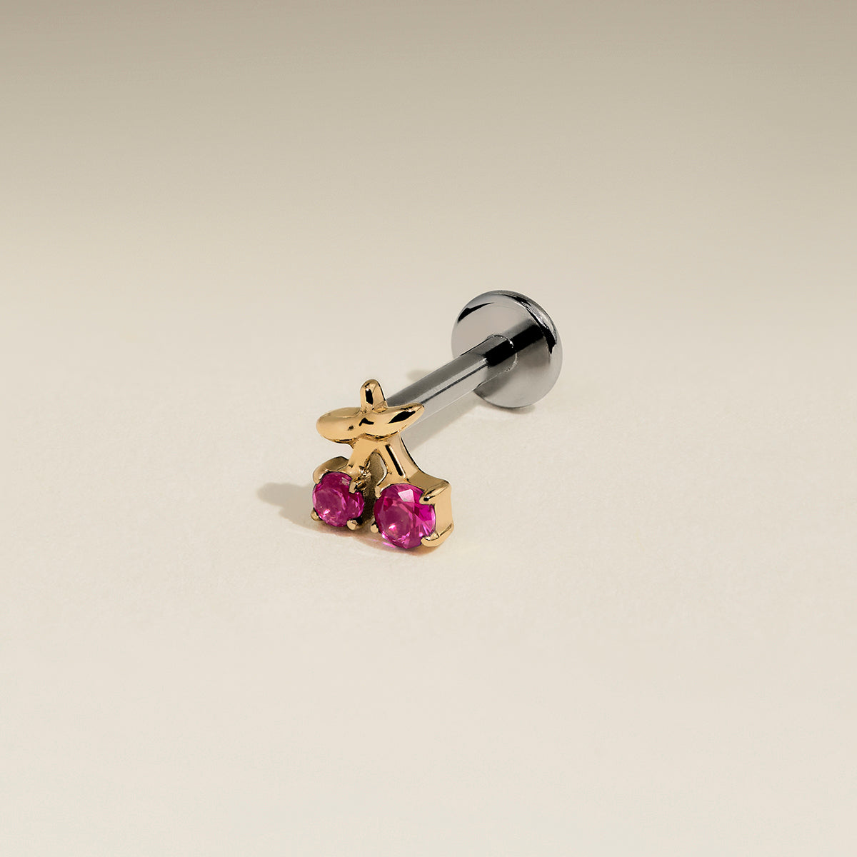 Cherry Titanium Piercing Stud in Gold-Astrid & Miyu