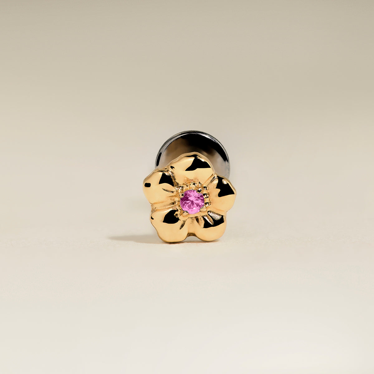 Hibiscus Titanium Piercing Stud in Gold-Astrid & Miyu