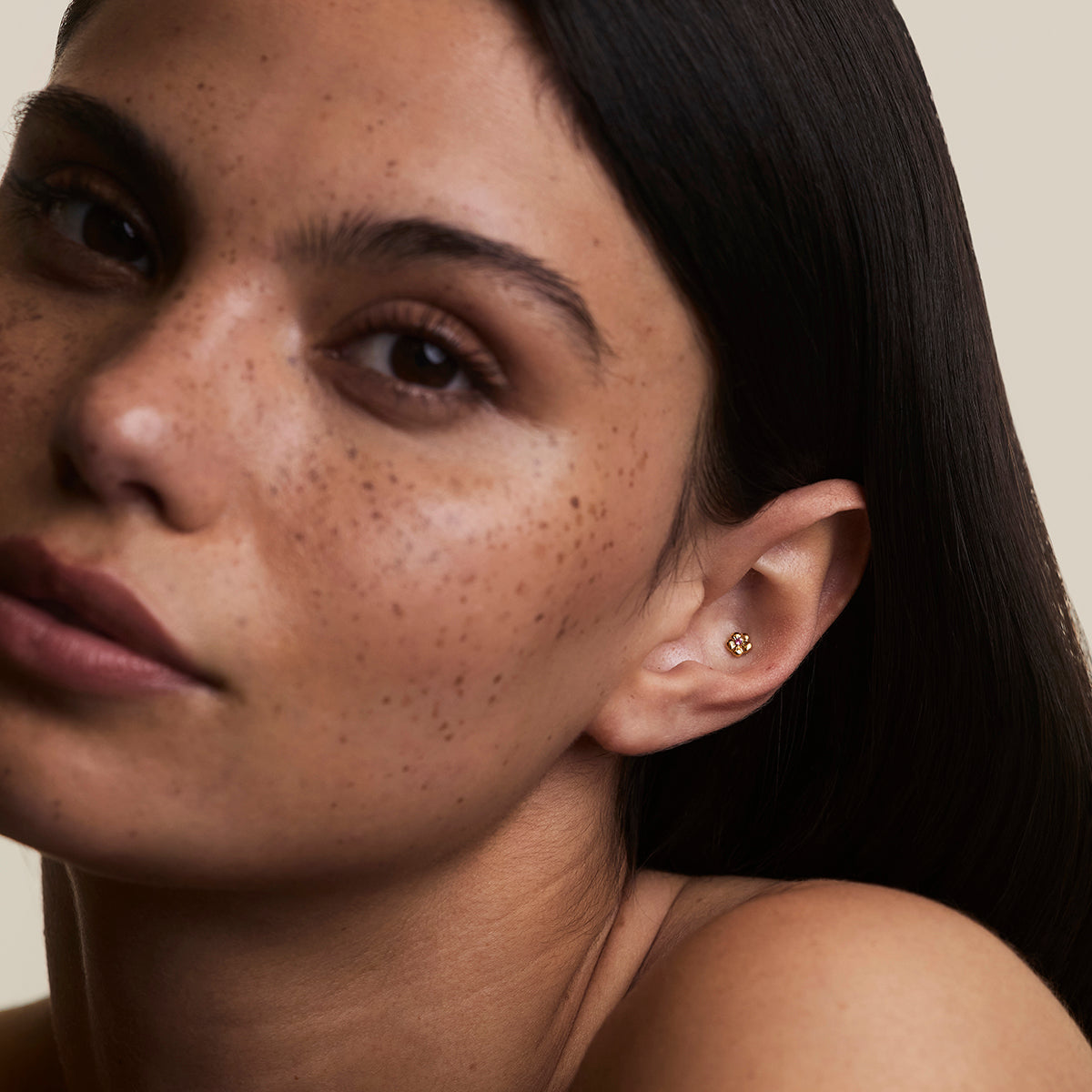 Hibiscus Titanium Piercing Stud in Gold-Astrid & Miyu