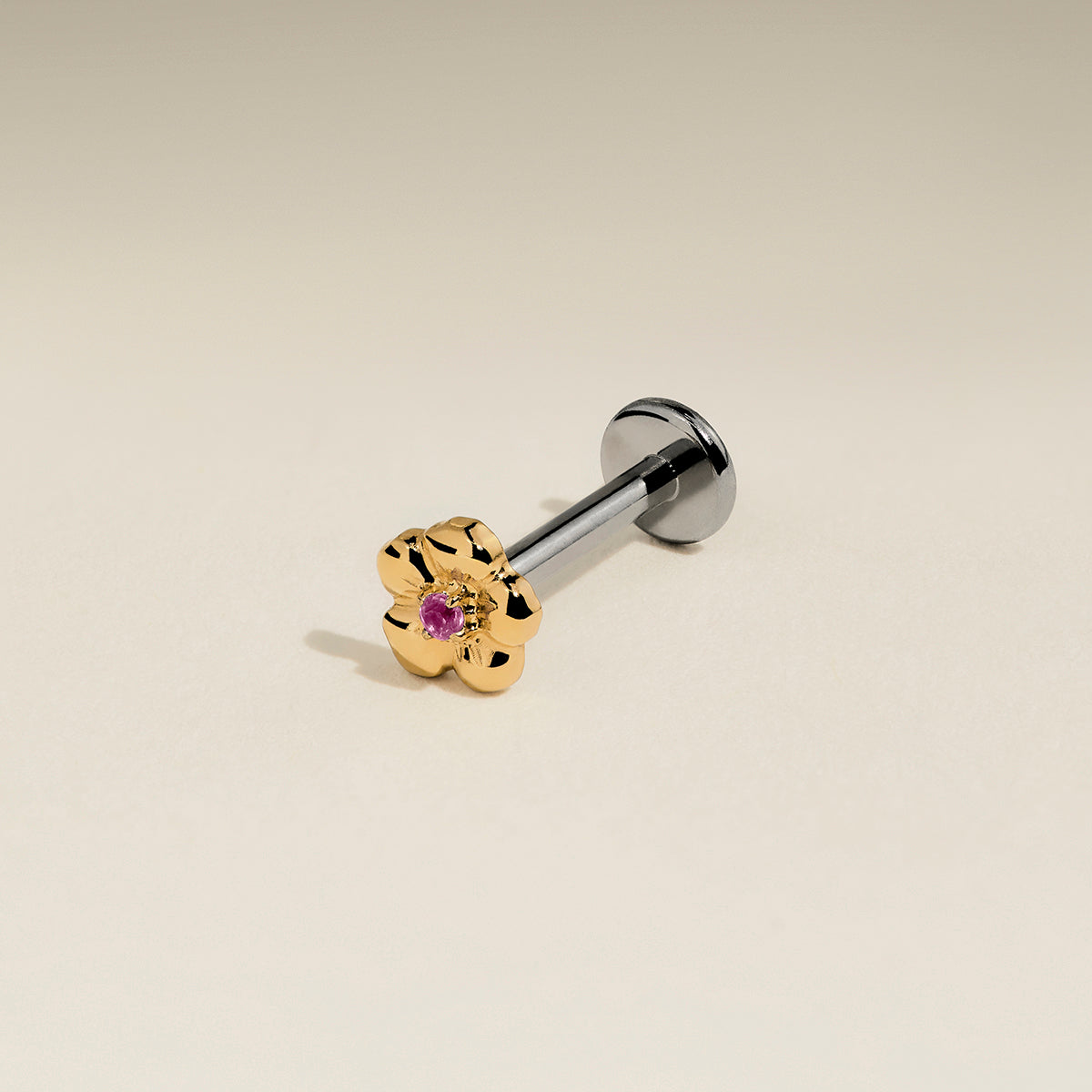 Hibiscus Titanium Piercing Stud in Gold-Astrid & Miyu