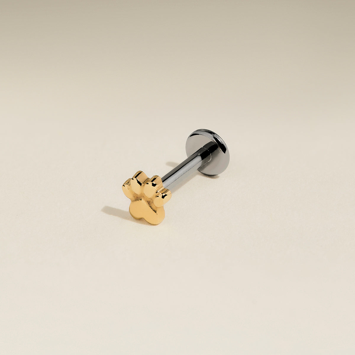 Paw Titanium Piercing Stud in Gold-Astrid & Miyu