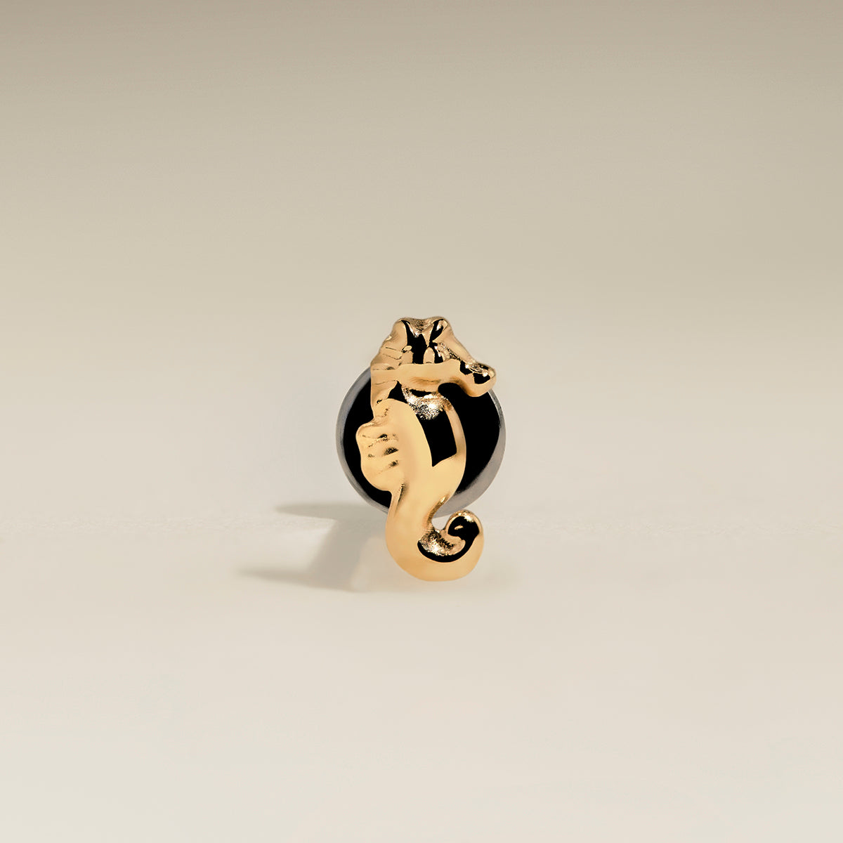 Seahorse Titanium Piercing Stud in Gold-Astrid & Miyu