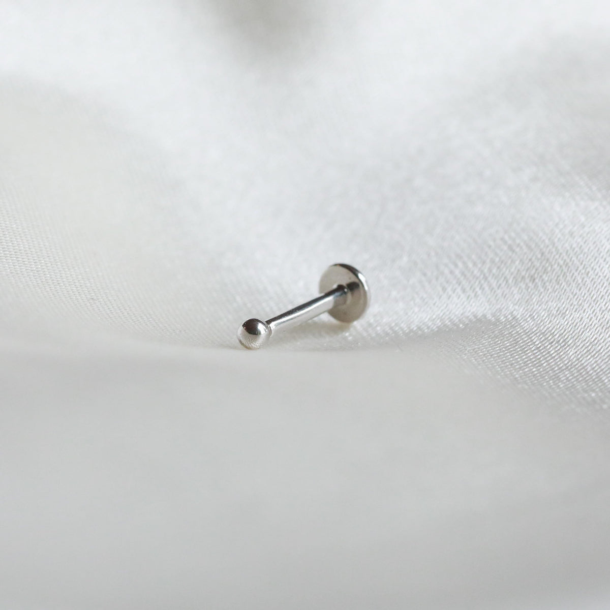 Conch Piercing Jewellery - Solid White Gold Small Ball Piercing Stud - Piercing Stud - Astrid & Miyu