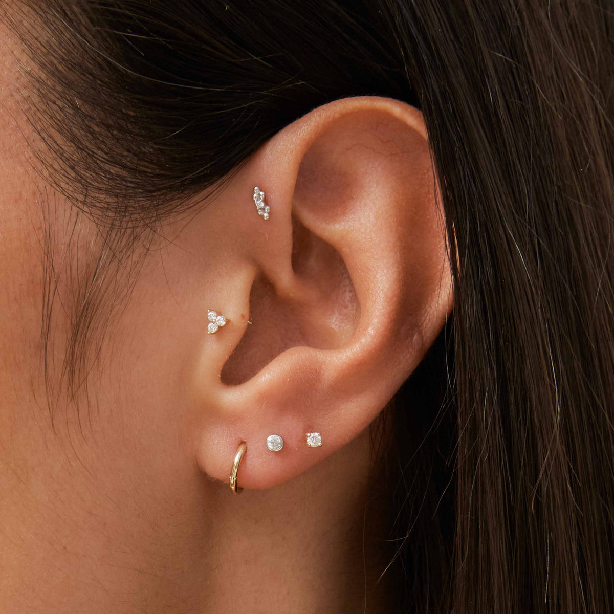 Triple Topaz Piercing Stud 6mm in Solid Gold-Astrid & Miyu