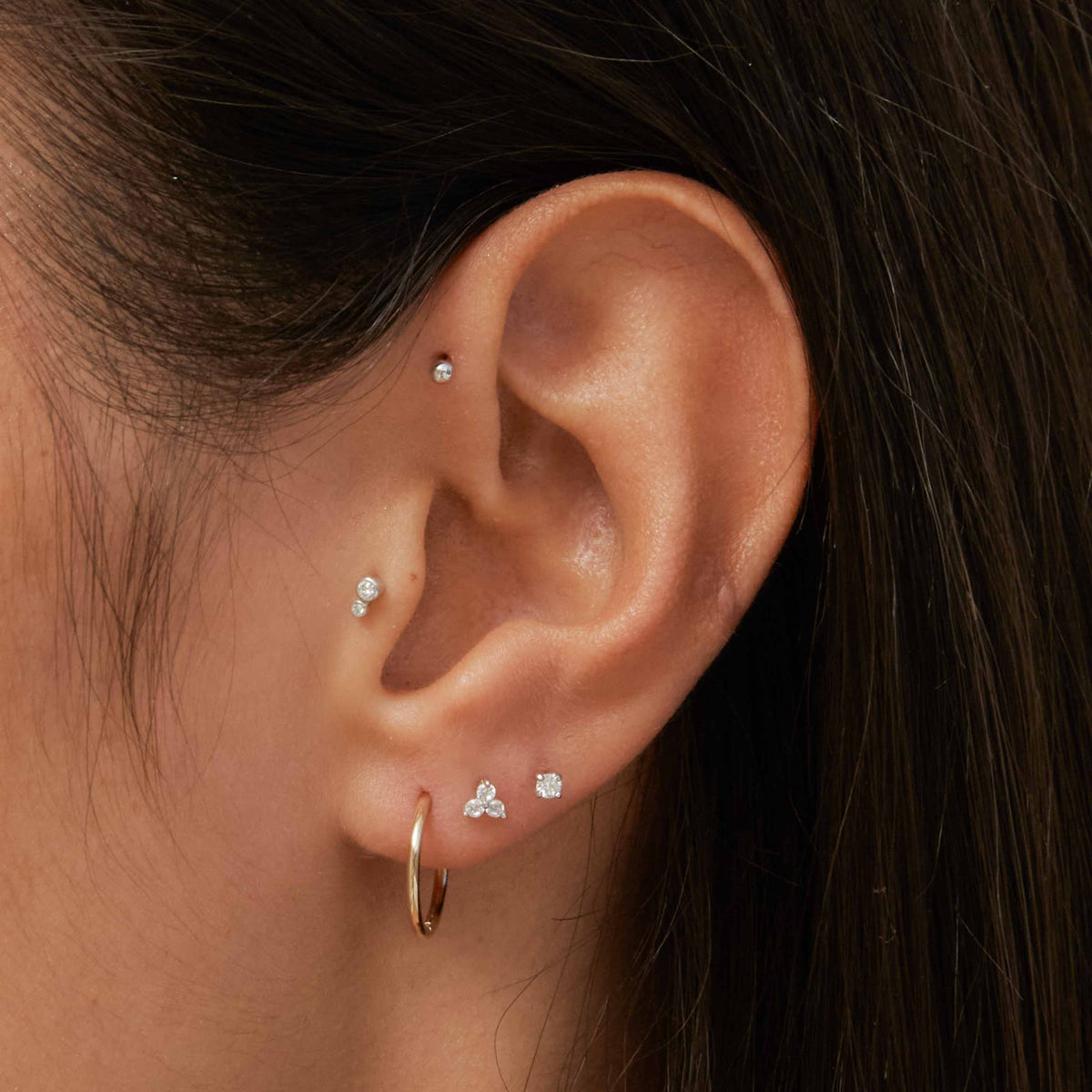 Triple Topaz Piercing Stud in Solid White Gold-Astrid & Miyu