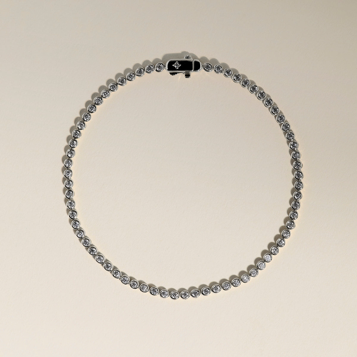 Lab Diamond Tennis Chain Bracelet in Solid White Gold-Astrid & Miyu