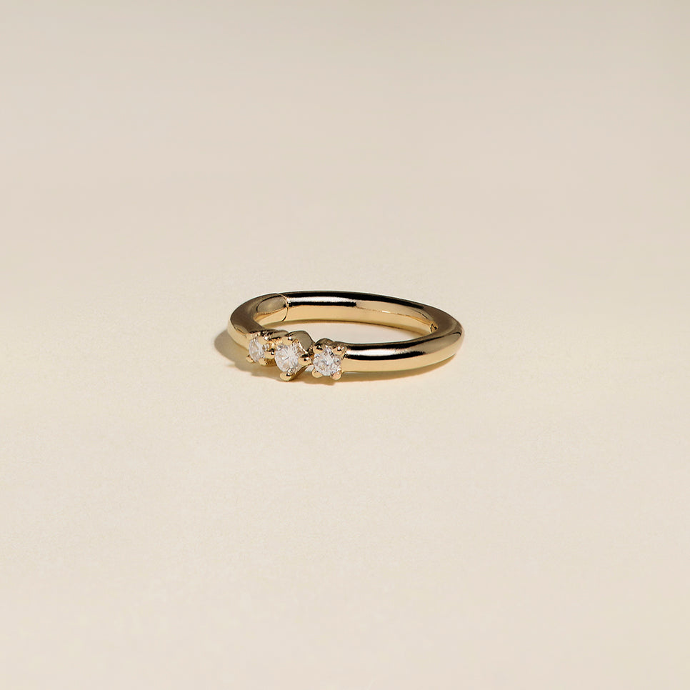 Diamond Triology Seamless Piercing Hoop in Solid Gold-Astrid & Miyu