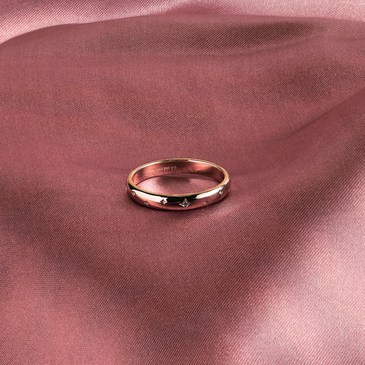 Cosmic Band Milestone Ring in Solid Gold-Astrid & Miyu