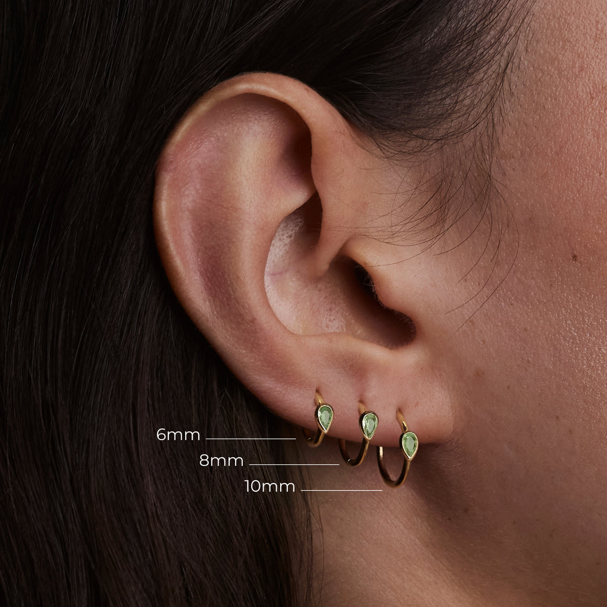 Green Sapphire Pear Seamless Piercing Hoop in Solid Gold-Astrid & Miyu