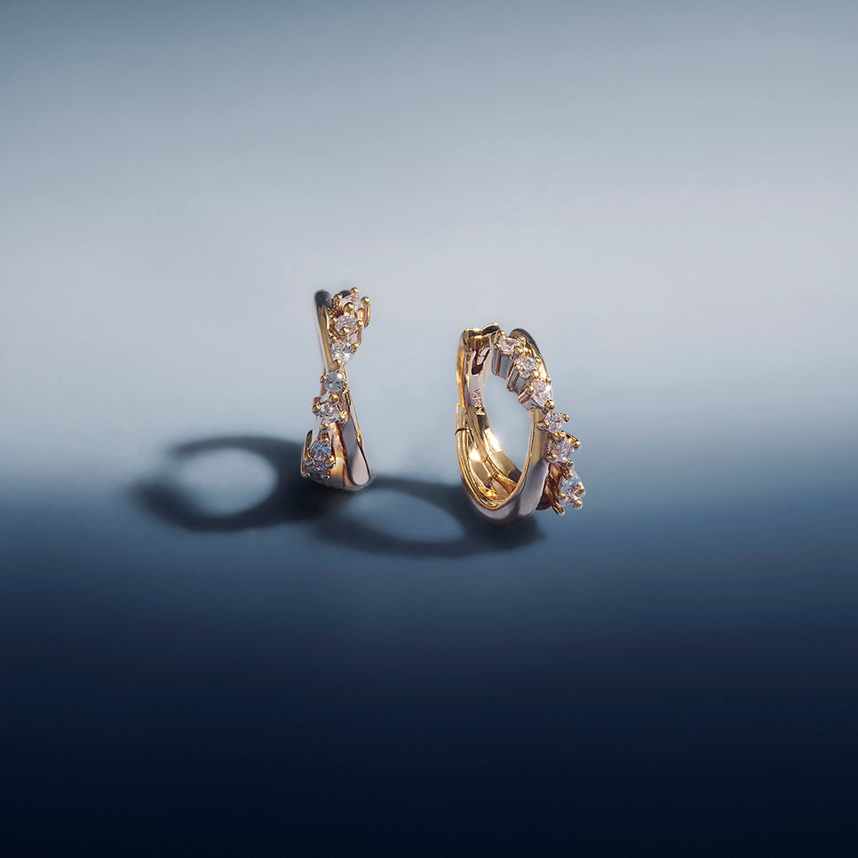 Crystal Crossover Hoops Ornament Bauble in Gold-Astrid & Miyu