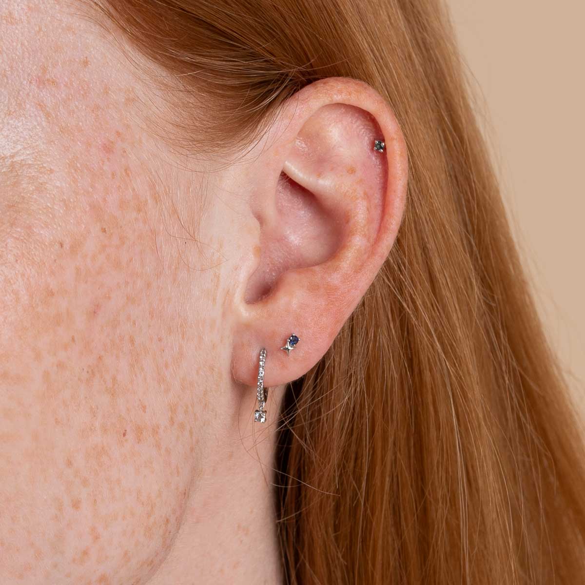 Birthstone Earrings - September Sapphire Birthstone Earrings in Solid White Gold - Stud Earrings - Astrid & Miyu