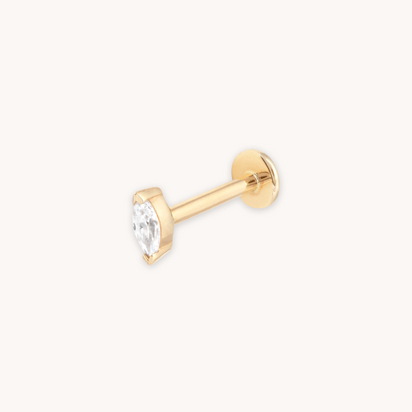 Topaz Marquise Piercing Stud in Solid Gold-Astrid & Miyu